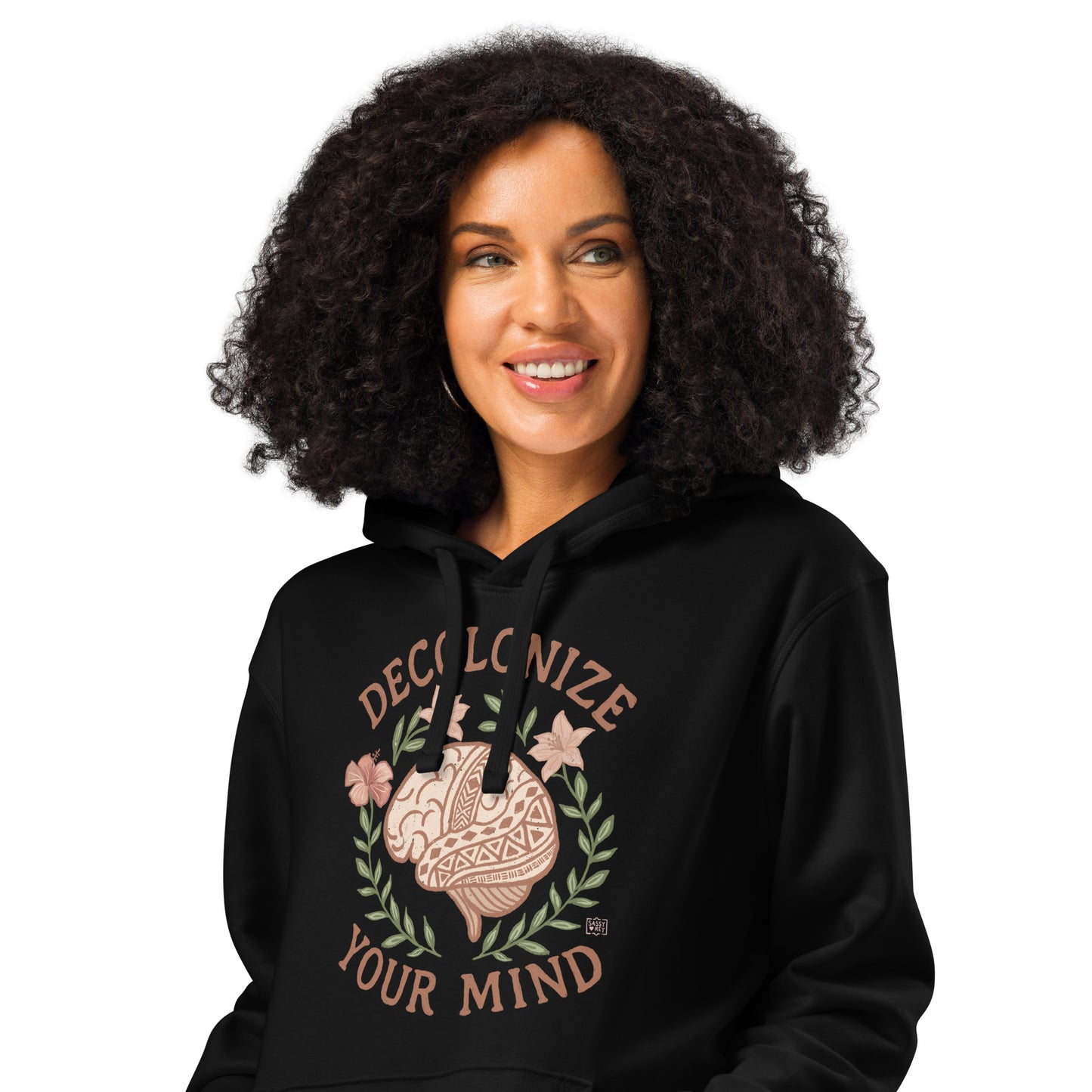 Hoodie Eco Organic Cotton Black / White Decolonise Your Mind