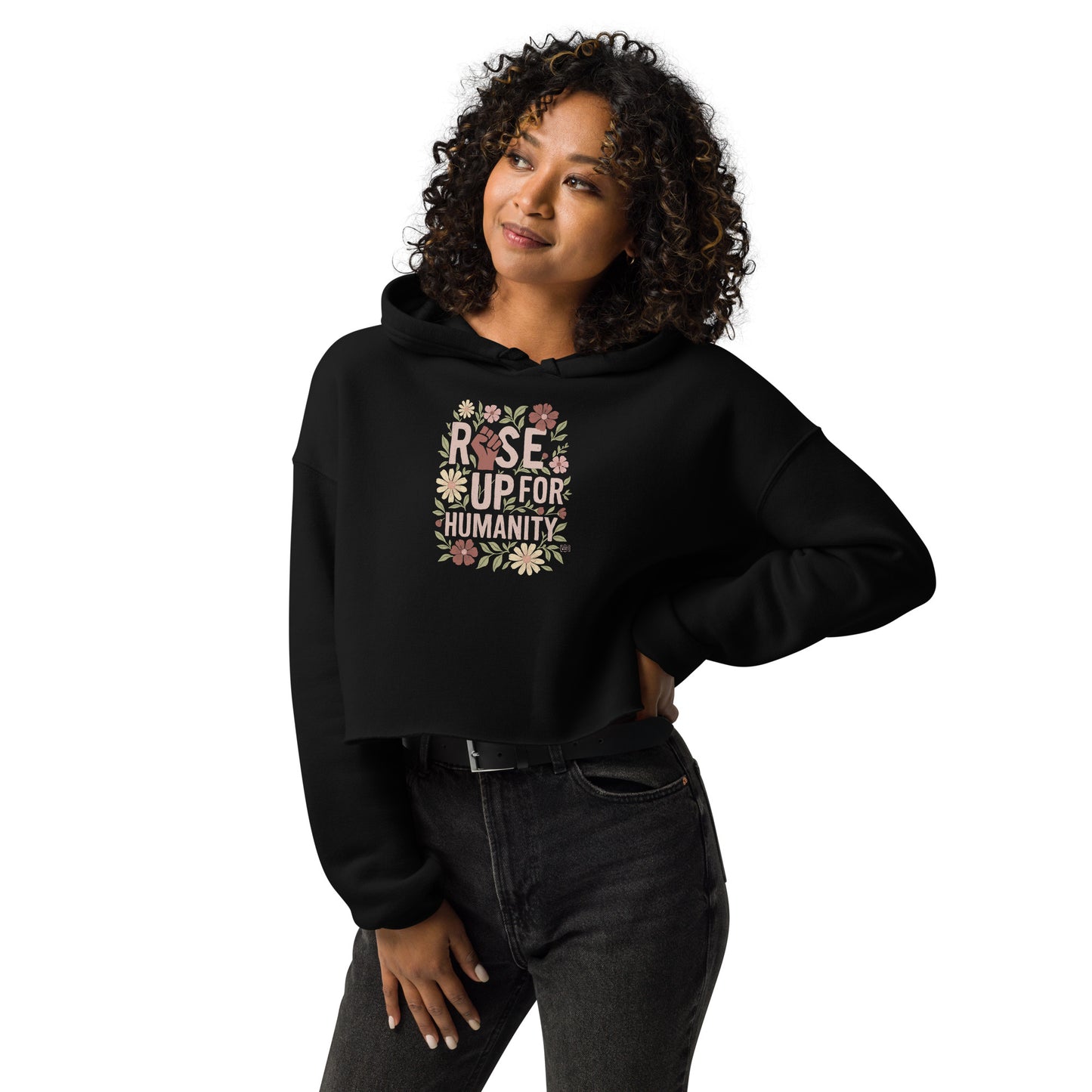 Crop Hoodie Rise Up For Humanity Black / Green