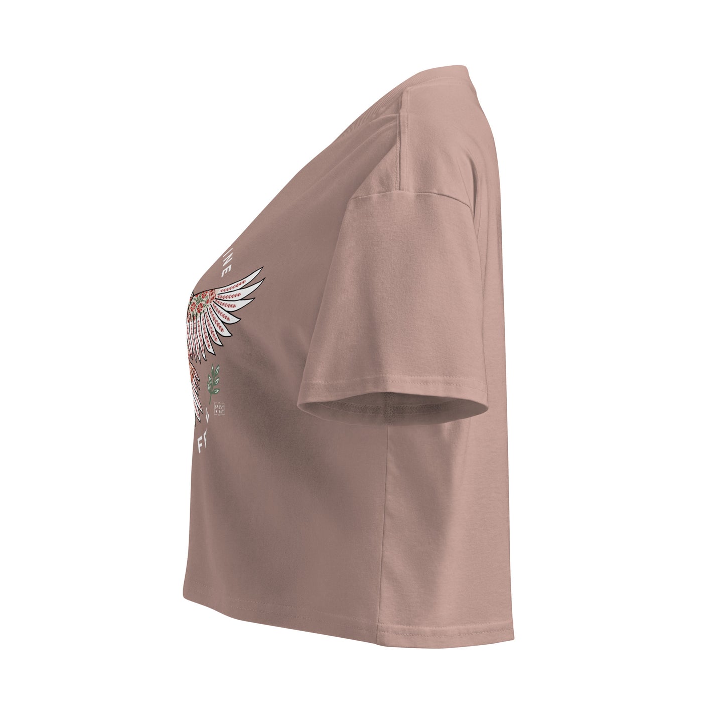 T-shirt Crop Palestine Will Be Free Tatreez Eagle Hazy Pink