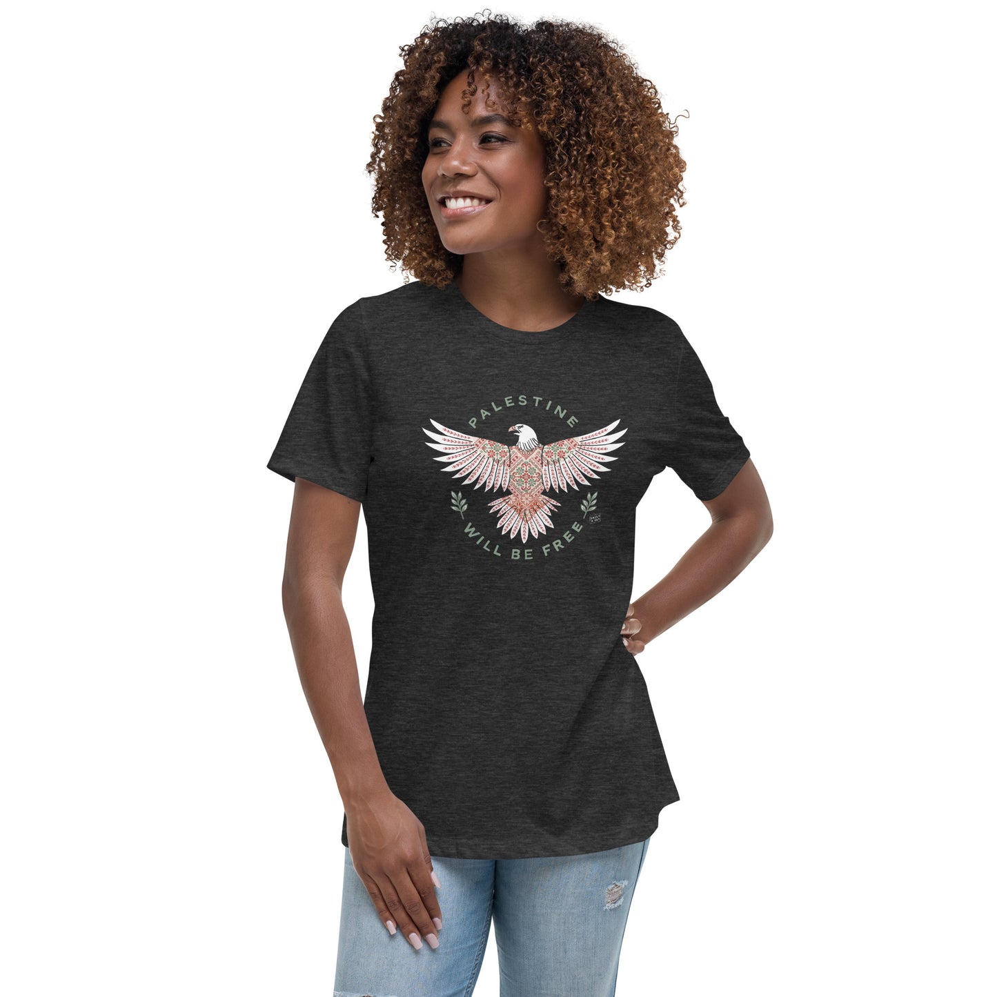 T-shirt Palestine Will Be Free Tatreez Dark Grey