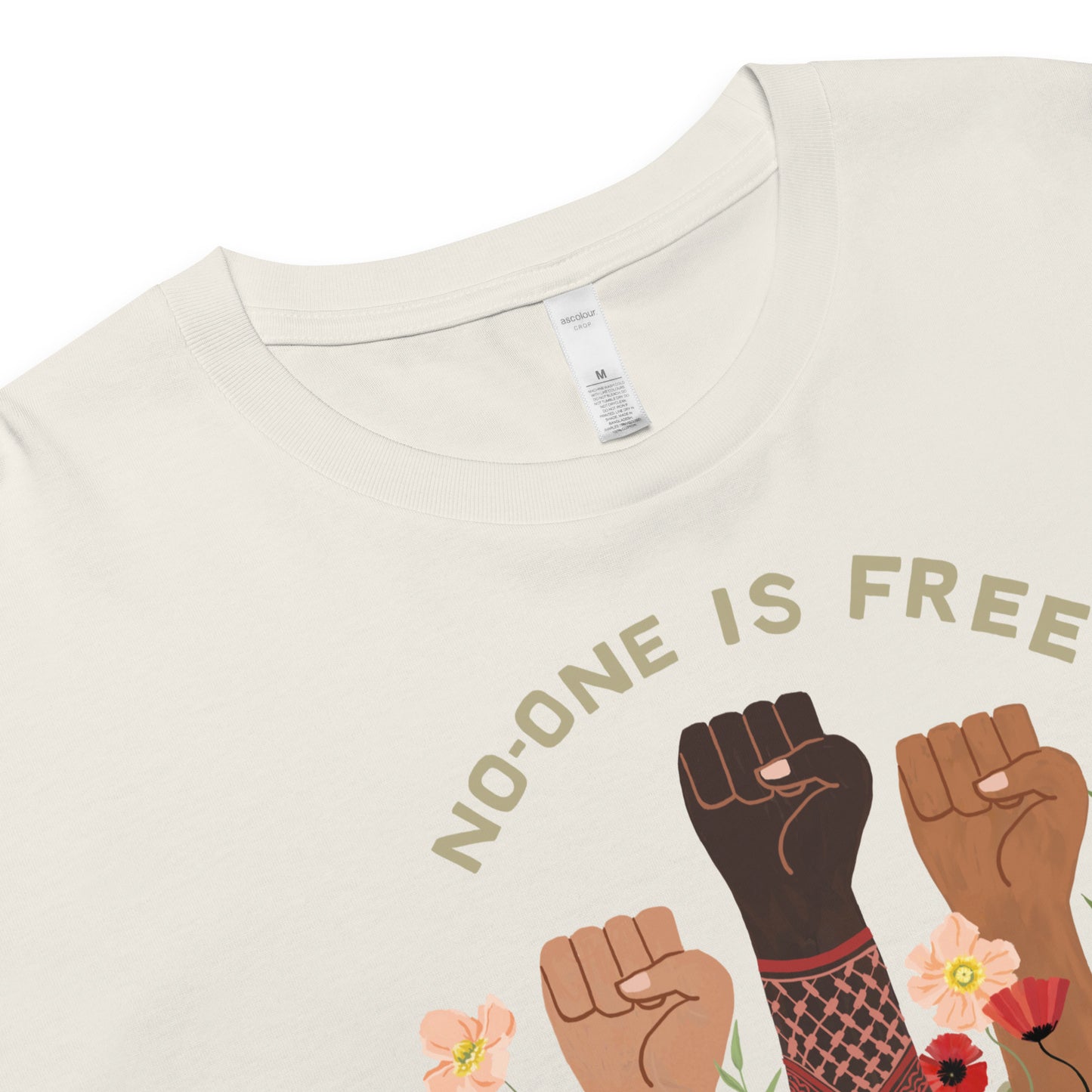 T-shirt Crop Freedom for All Ecru