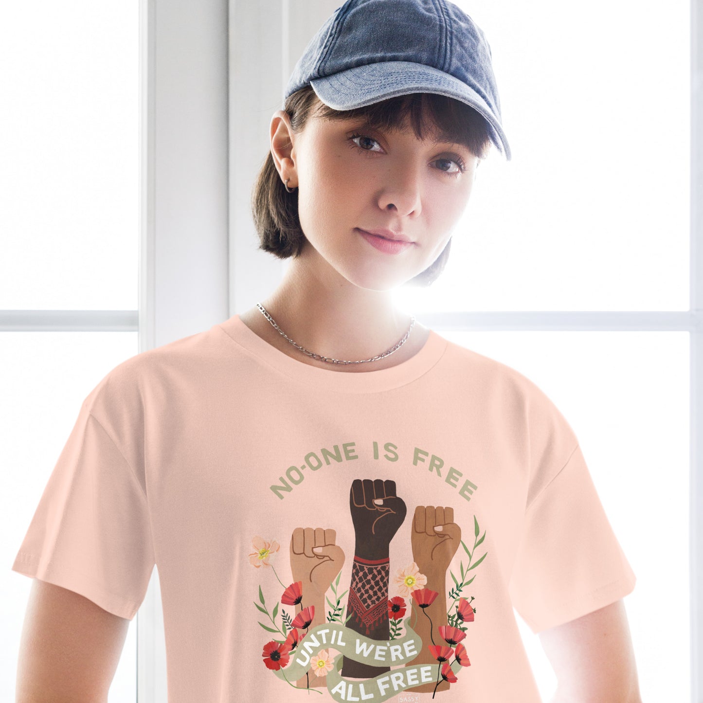 Freedom for All Crop Top Ecru Pale Pink