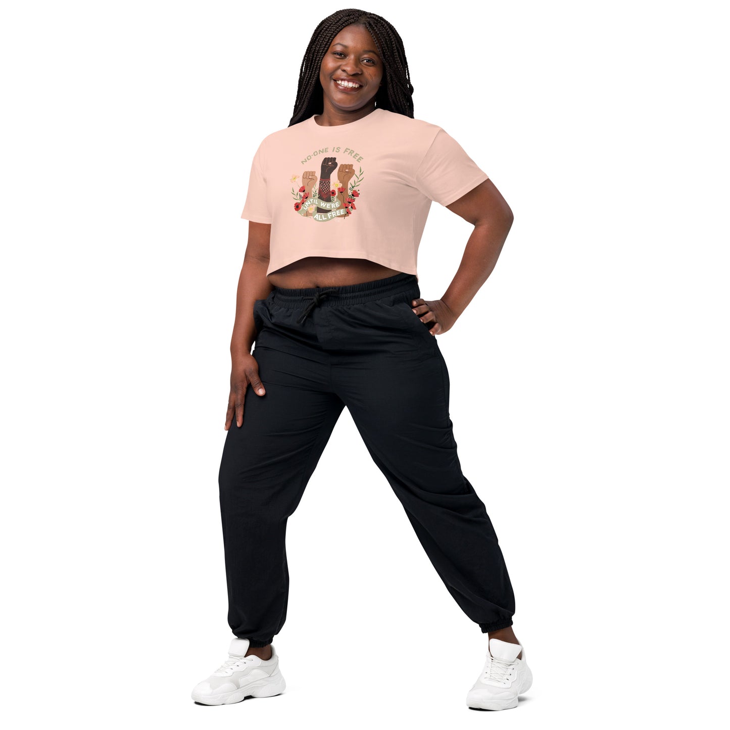 Freedom for All Crop Top Ecru Pale Pink