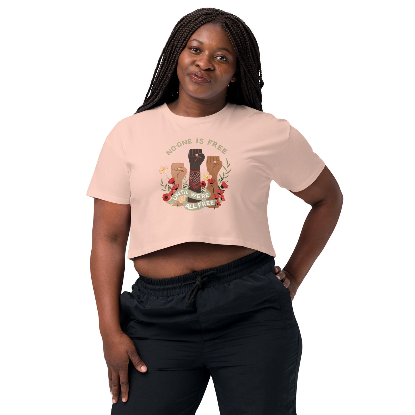 Freedom for All Crop Top Ecru Pale Pink