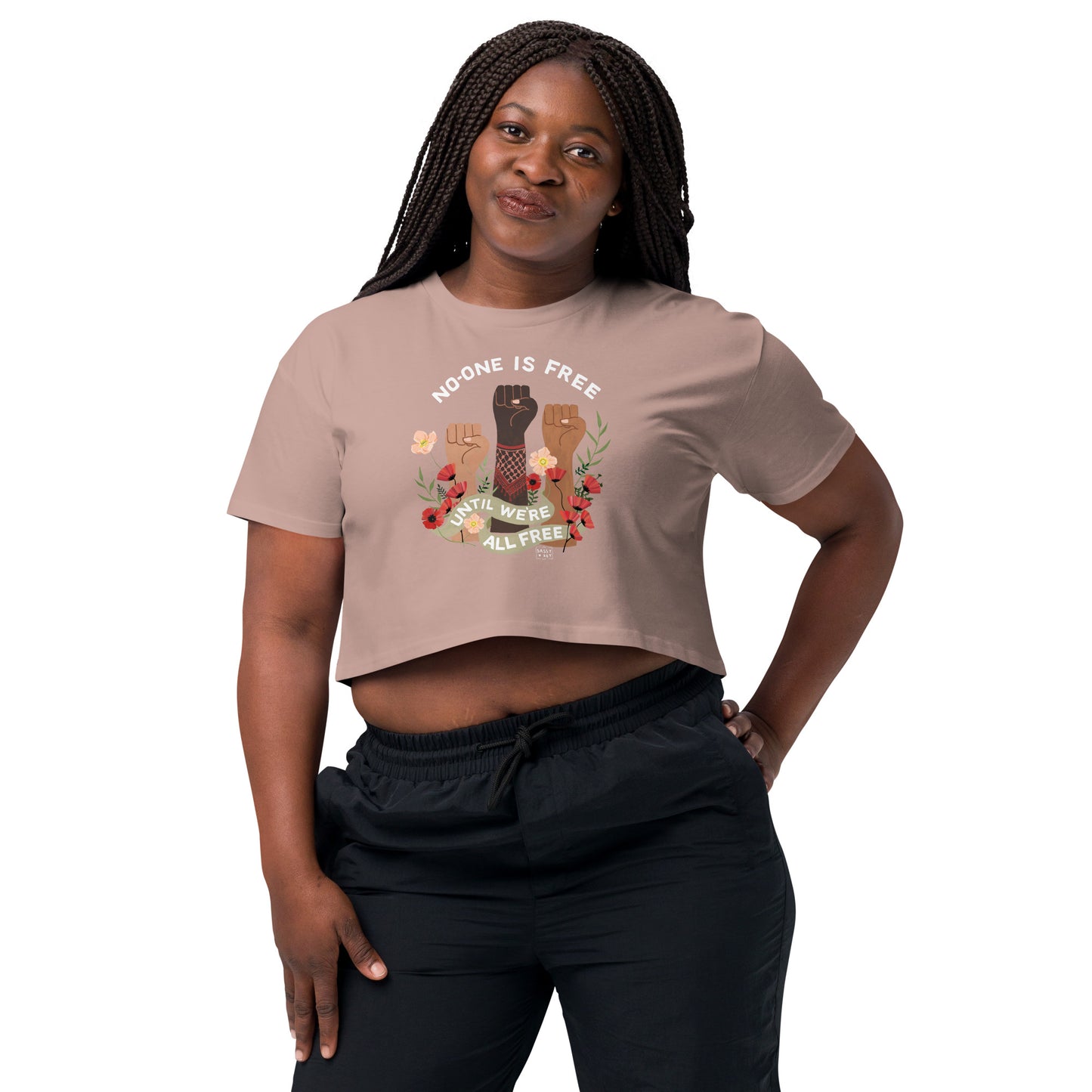 Freedom for All Crop Top Ecru Hazy Pink