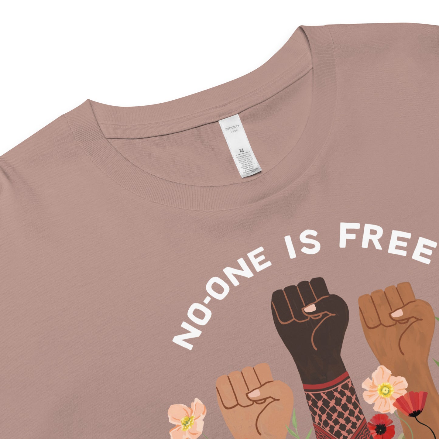 Freedom for All Crop Top Ecru Hazy Pink