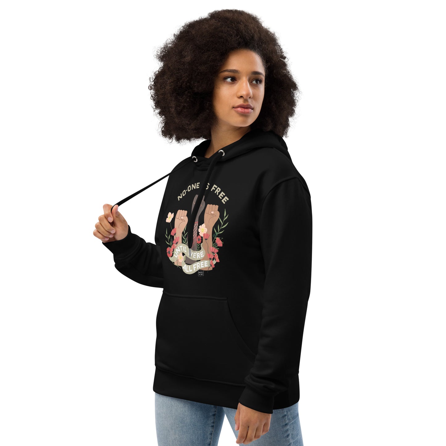 Hoodie Eco Organic Cotton Black / White Freedom for All