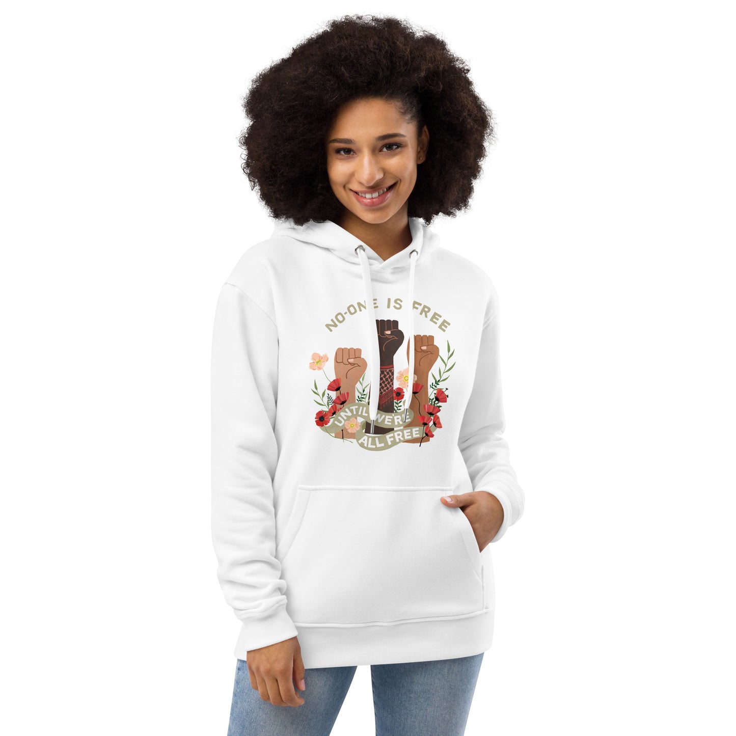Hoodie Eco Organic Cotton Black / White Freedom for All