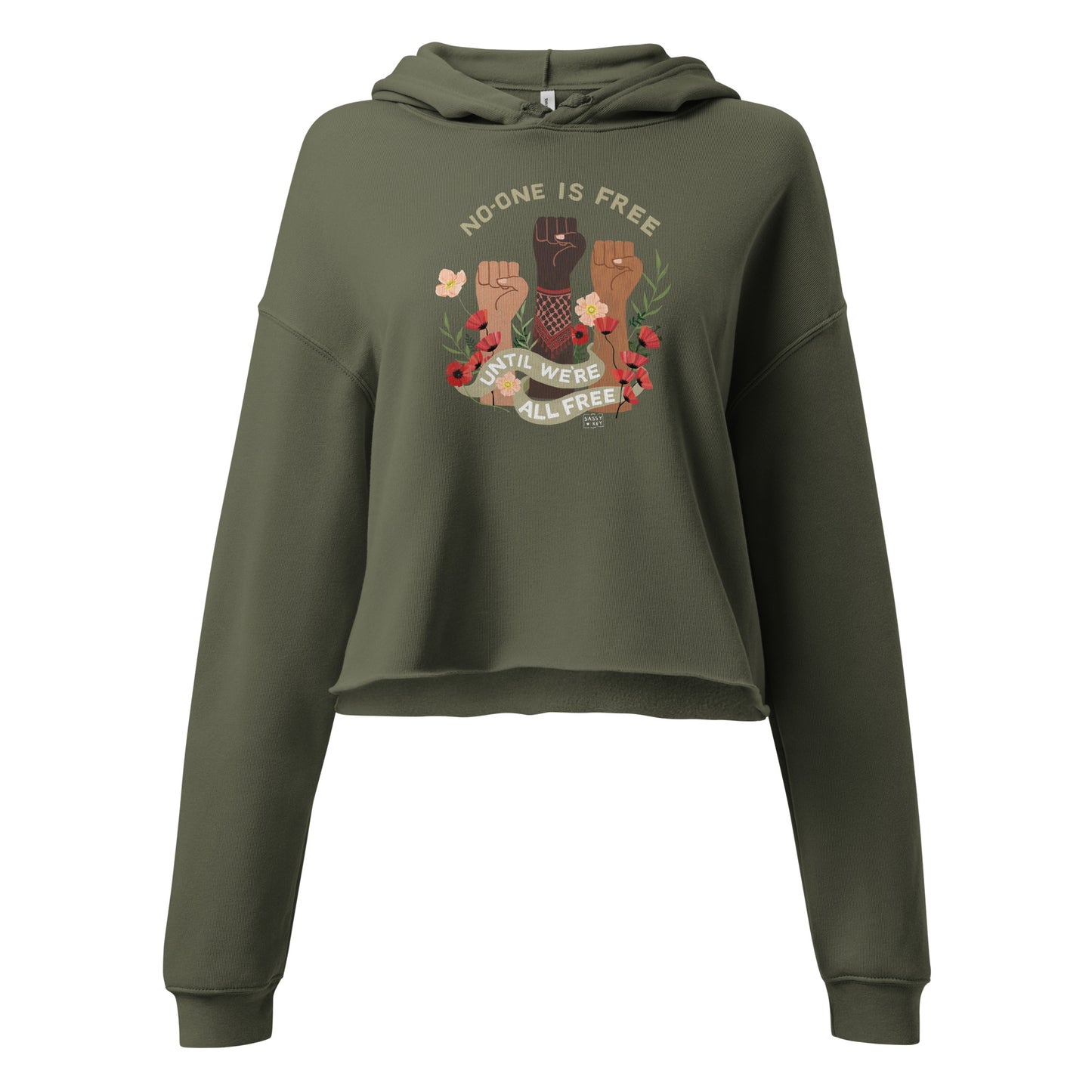 Crop Hoodie Freedom For All Black / Green / Pink