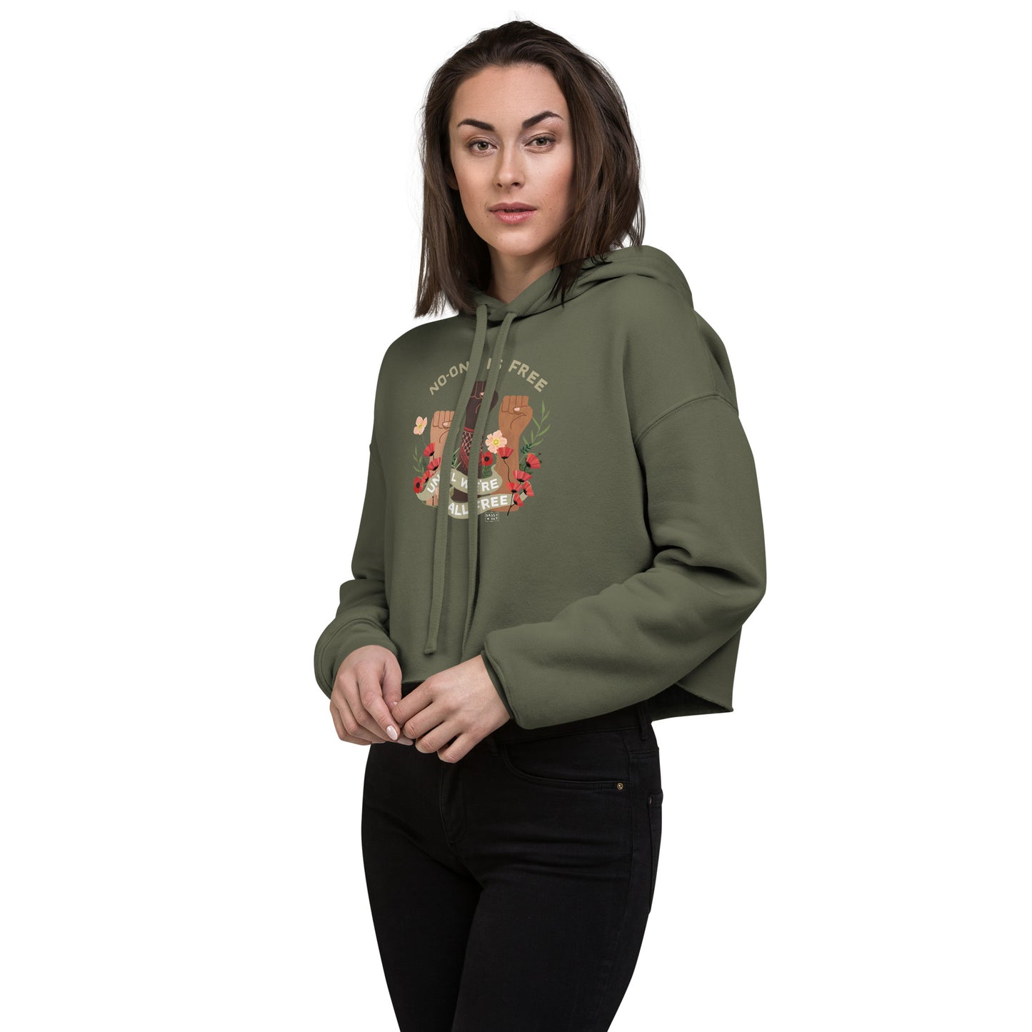 Crop Hoodie Freedom For All Black / Green / Pink
