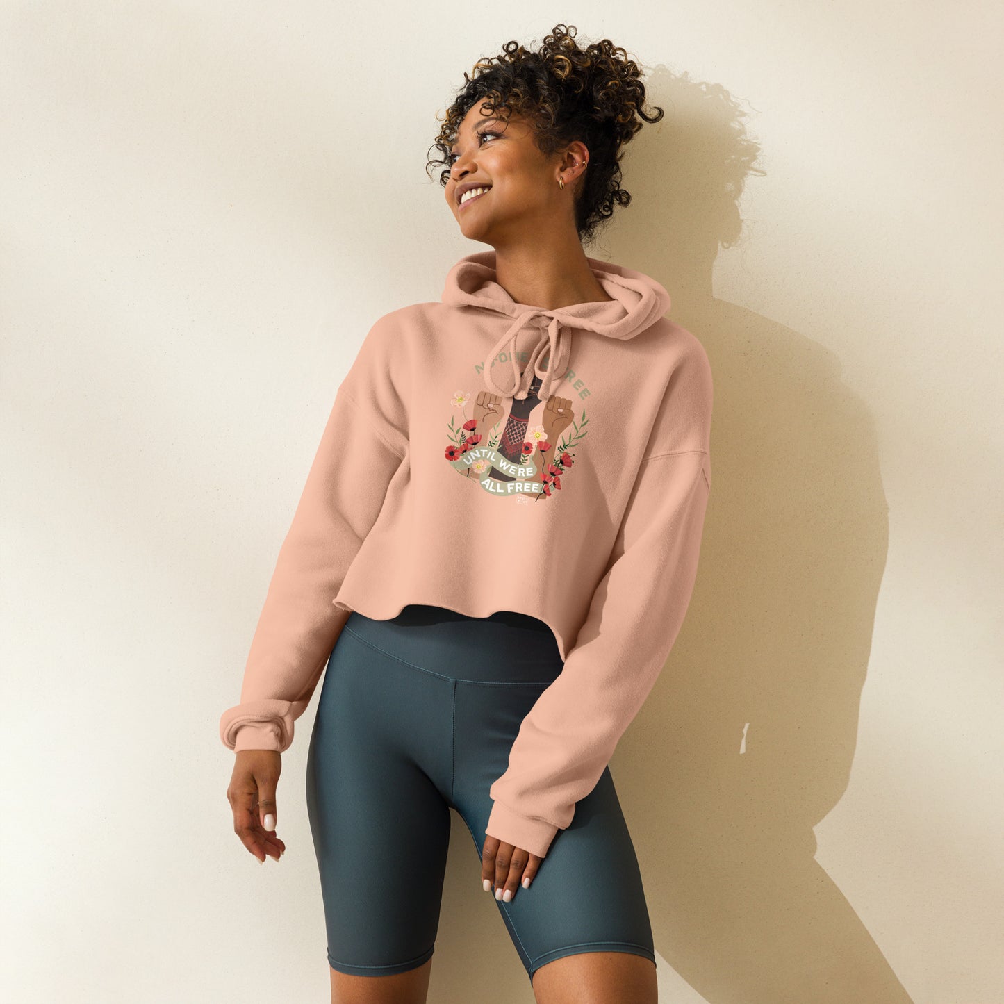 Crop Hoodie Freedom For All Black / Green / Pink