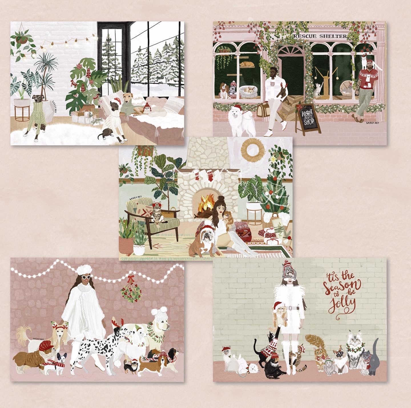 Christmas cards Pack of 5