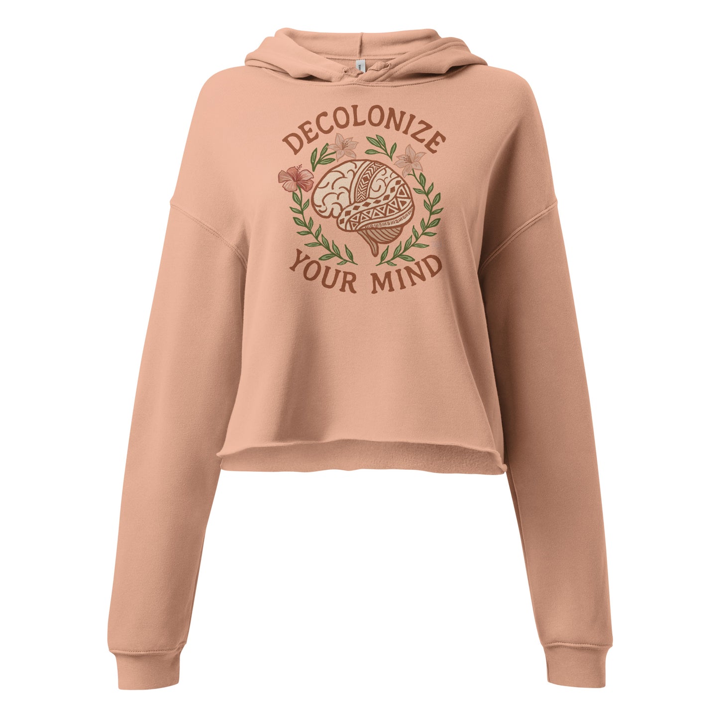 Crop Hoodie Decolonise Your Mind Black / Peach