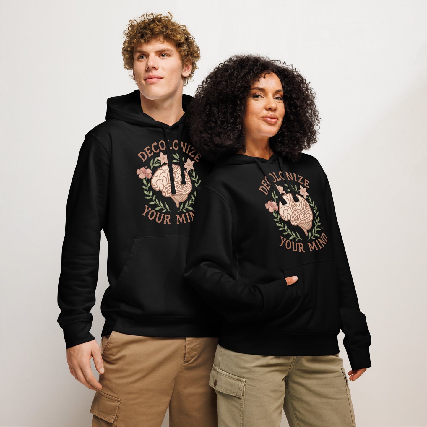 Hoodie Eco Organic Cotton Black / White Decolonise Your Mind