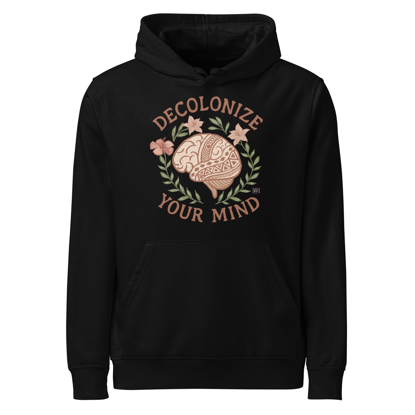 Hoodie Eco Organic Cotton Black / White Decolonise Your Mind