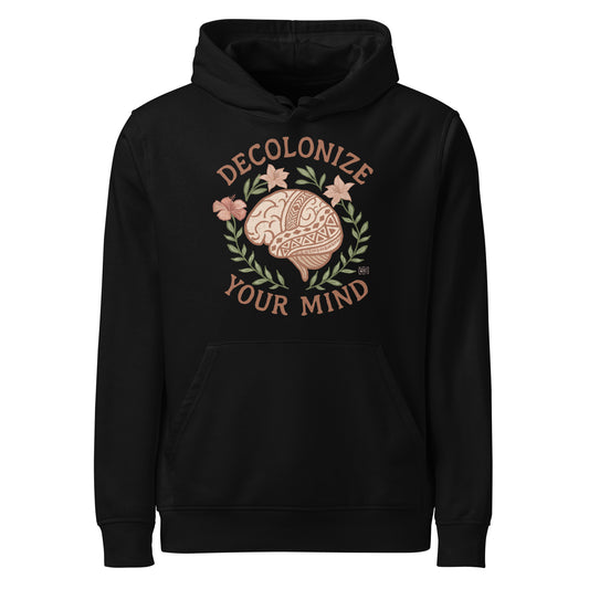 Hoodie Eco Organic Cotton Black / White Decolonise Your Mind