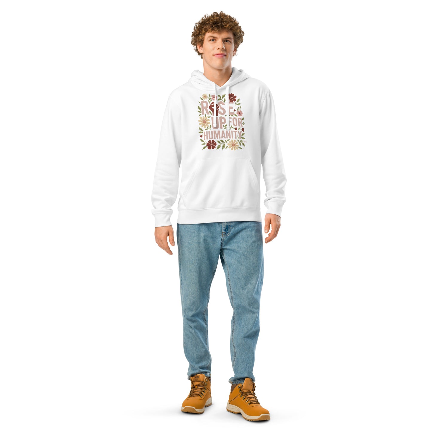 Hoodie Eco Organic Cotton Black / White Rise Up For Humanity