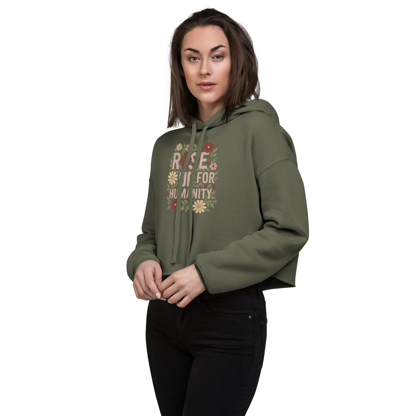 Crop Hoodie Rise Up For Humanity Black / Green
