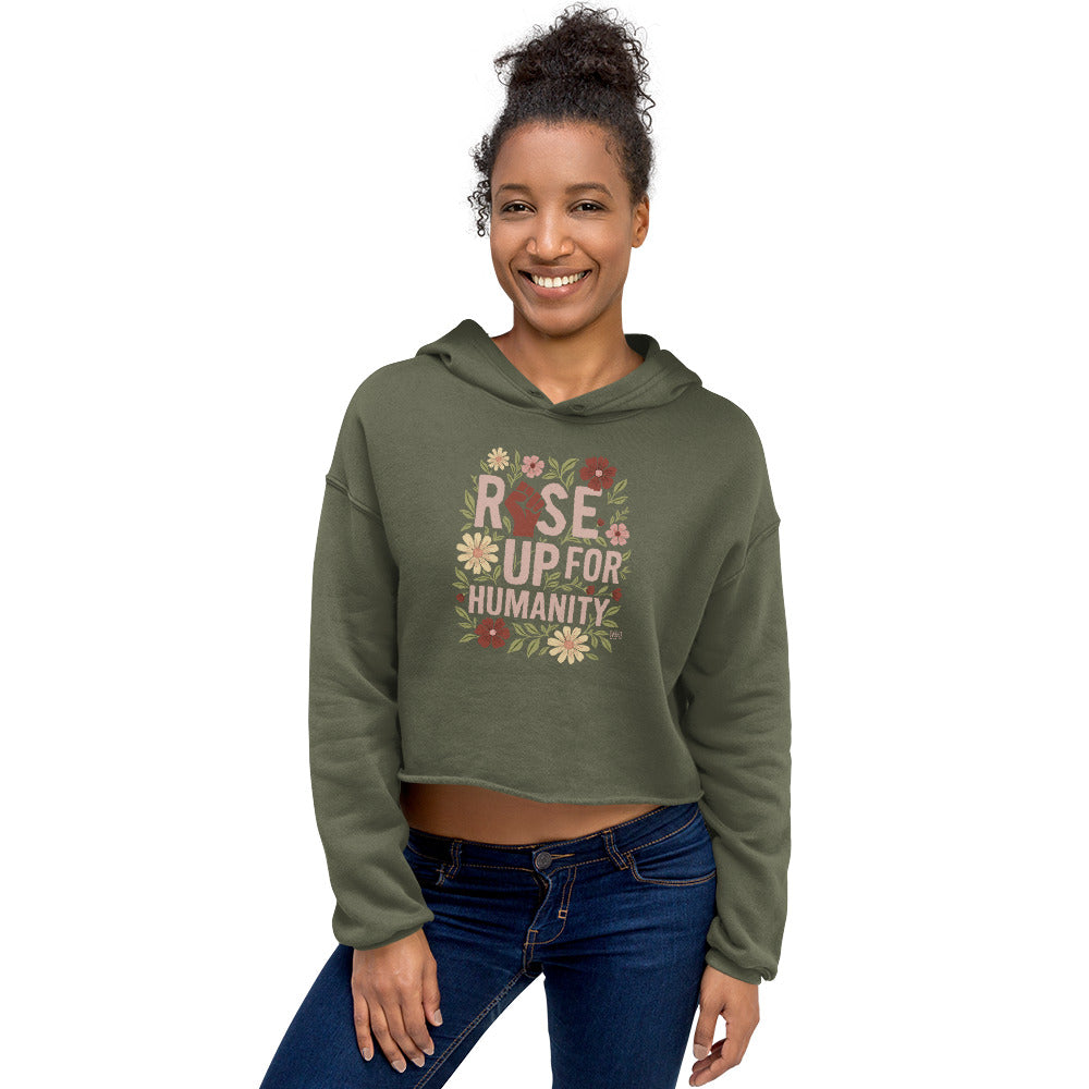 Crop Hoodie Rise Up For Humanity Black / Green