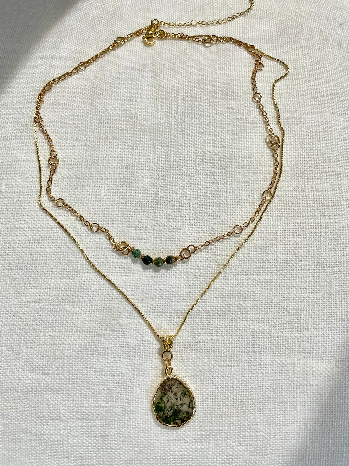 SPECIAL FUNDRAISER Limited Edition Moss Agate double necklace