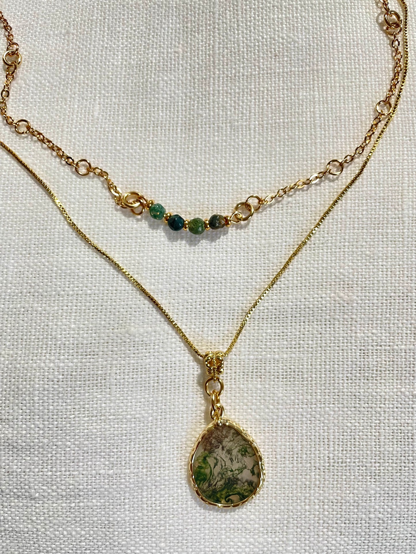 SPECIAL FUNDRAISER Limited Edition Moss Agate double necklace