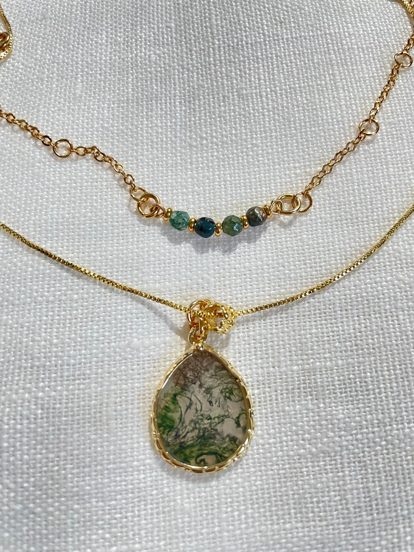 SPECIAL FUNDRAISER Limited Edition Moss Agate double necklace