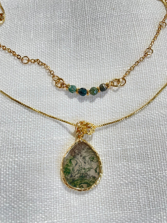 SPECIAL FUNDRAISER Limited Edition Moss Agate double necklace
