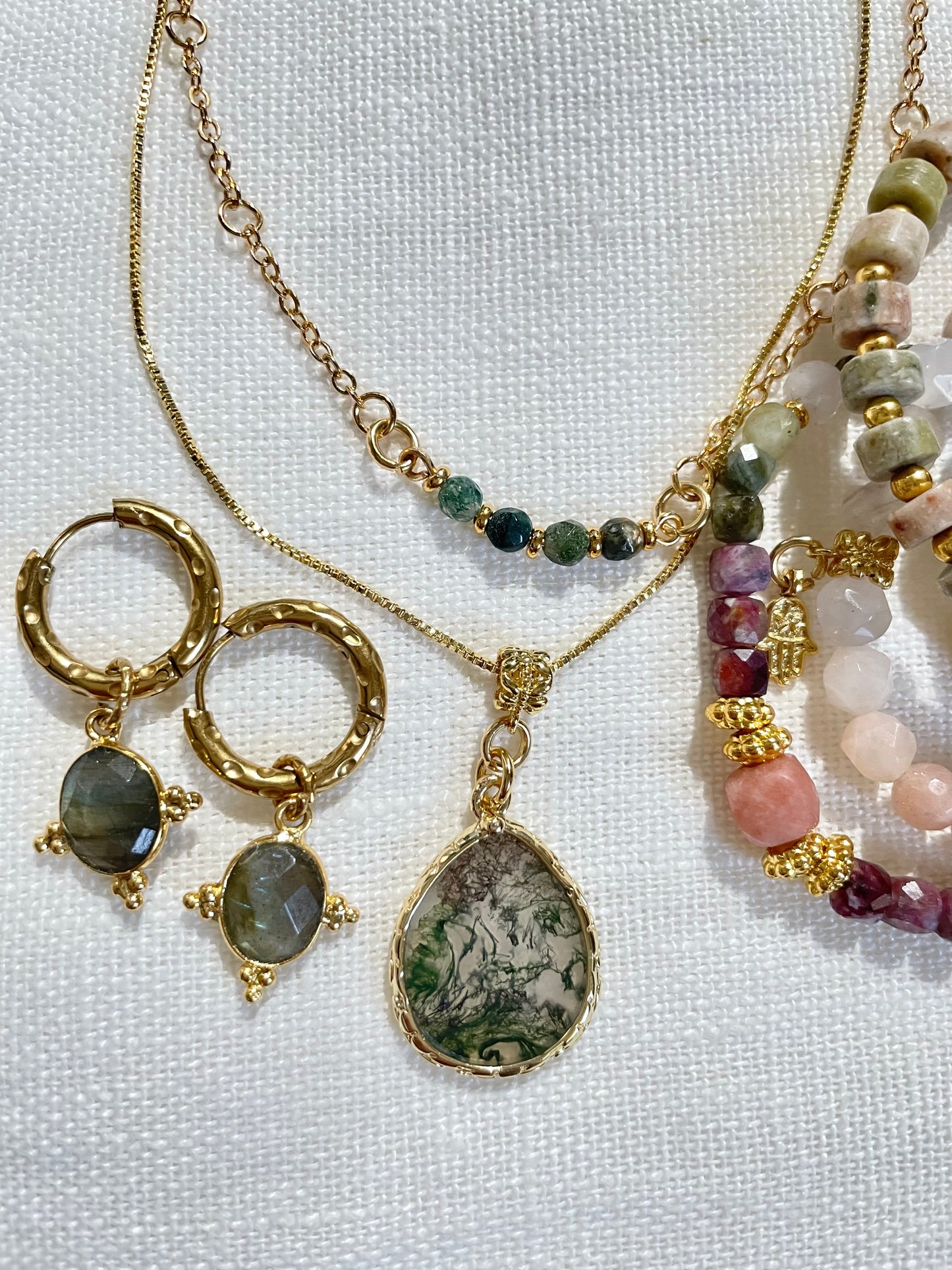 SPECIAL FUNDRAISER Limited Edition Moss Agate double necklace