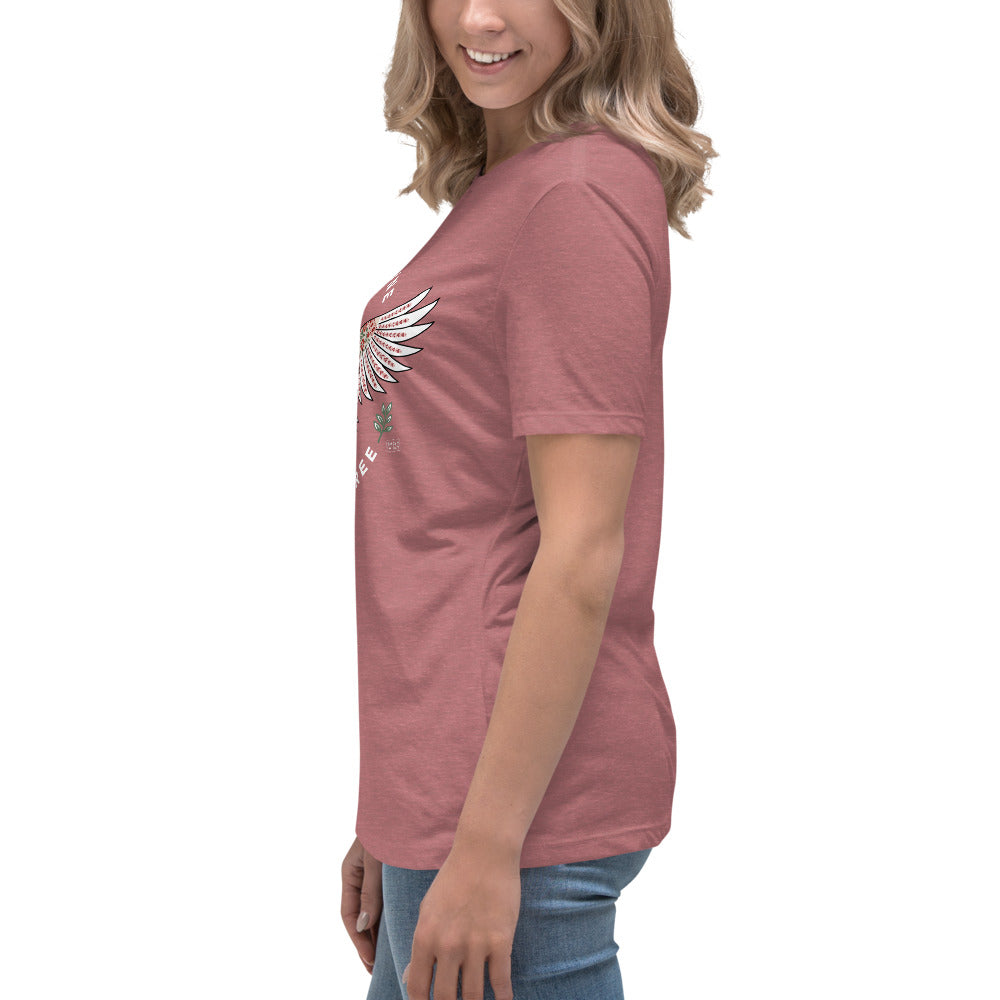 T-shirt Palestine Will Be Free Tatreez Eagle relaxed fit Heather Mauve