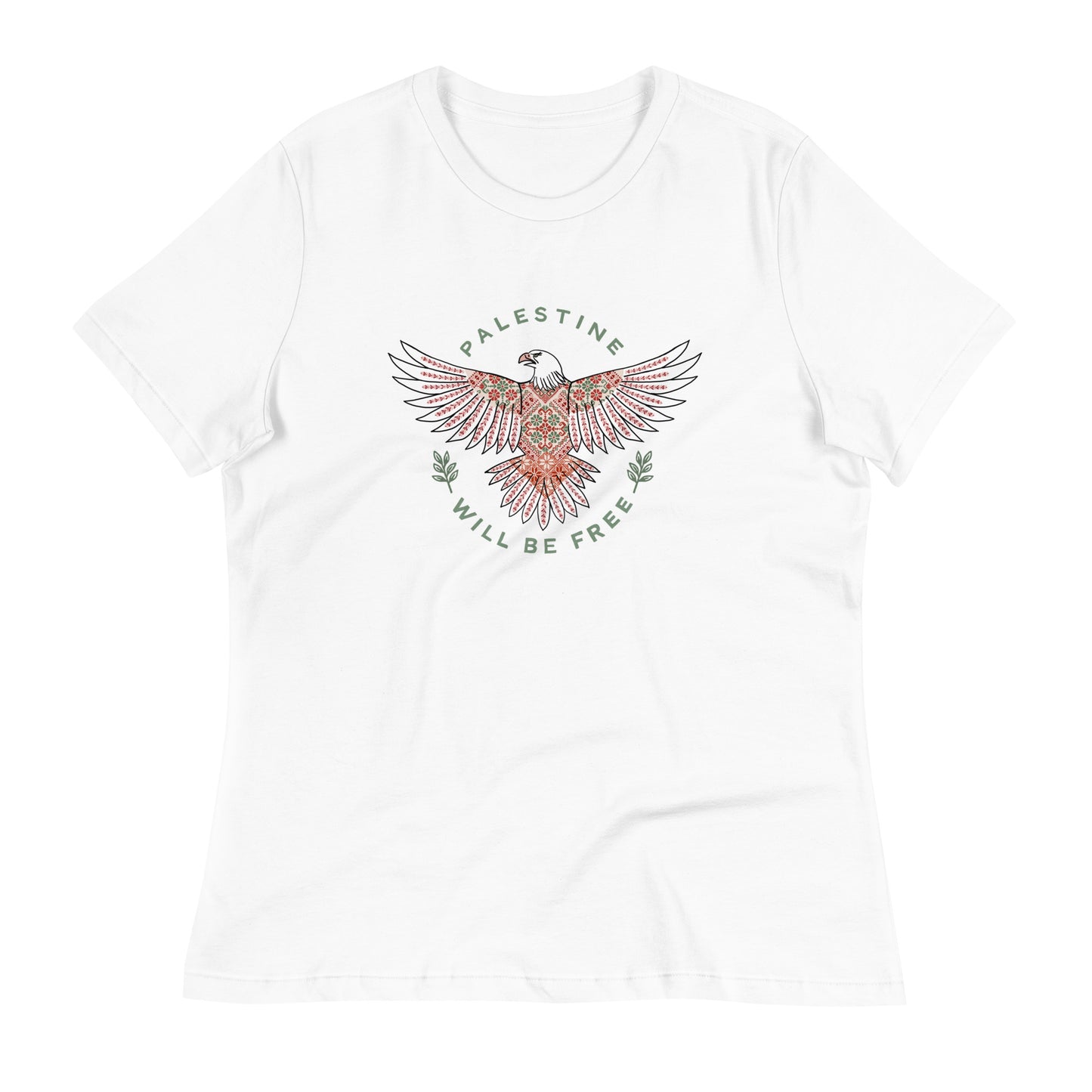 T-shirt Palestine Will Be Free Tatreez  relaxed fit White