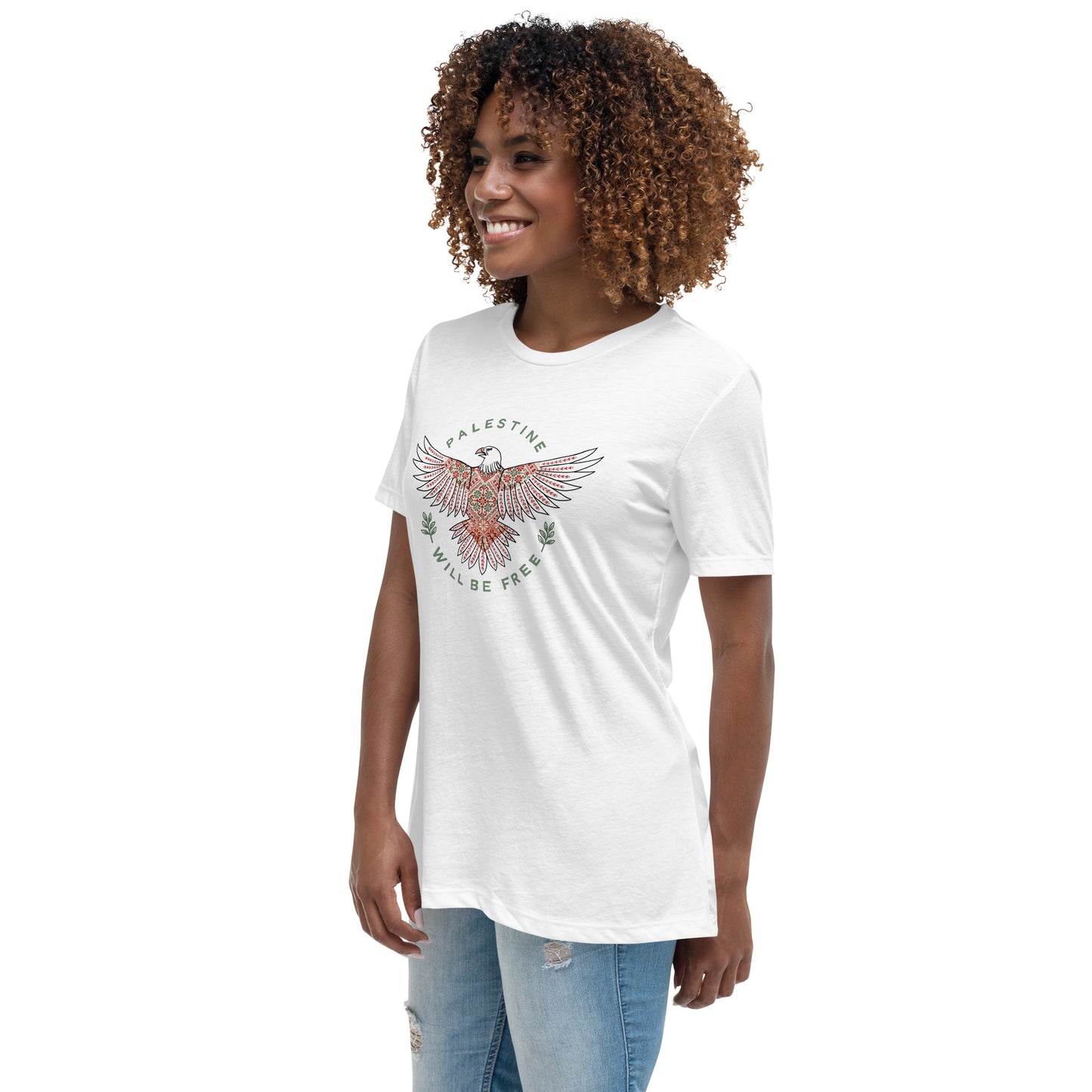 T-shirt Palestine Will Be Free Tatreez  relaxed fit White