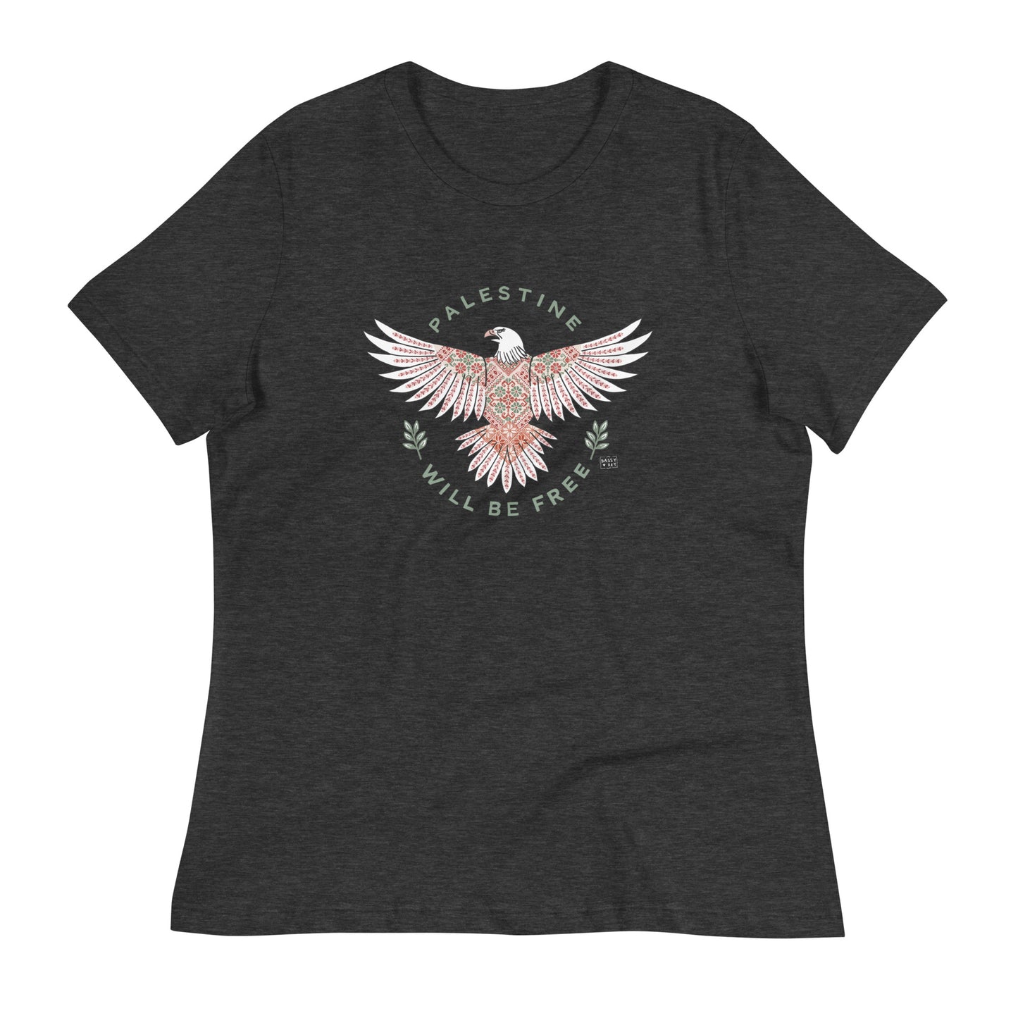 T-shirt Palestine Will Be Free Tatreez Dark Grey