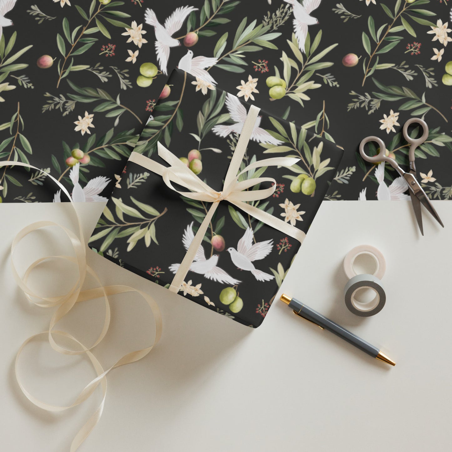 Wrapping Paper Olives and Doves