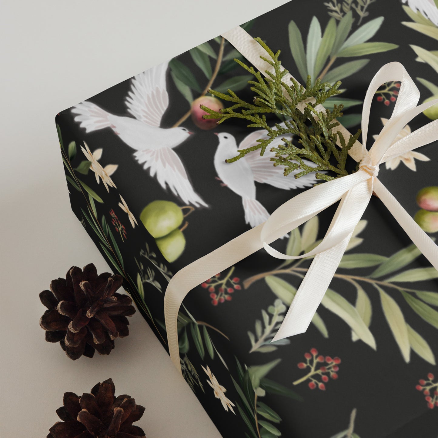 Wrapping Paper Olives and Doves