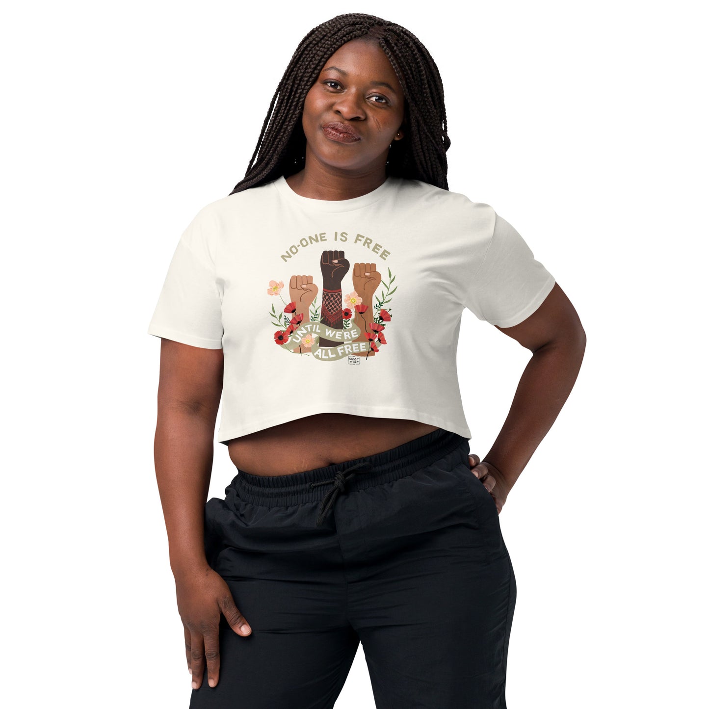 T-shirt Crop Freedom for All Ecru