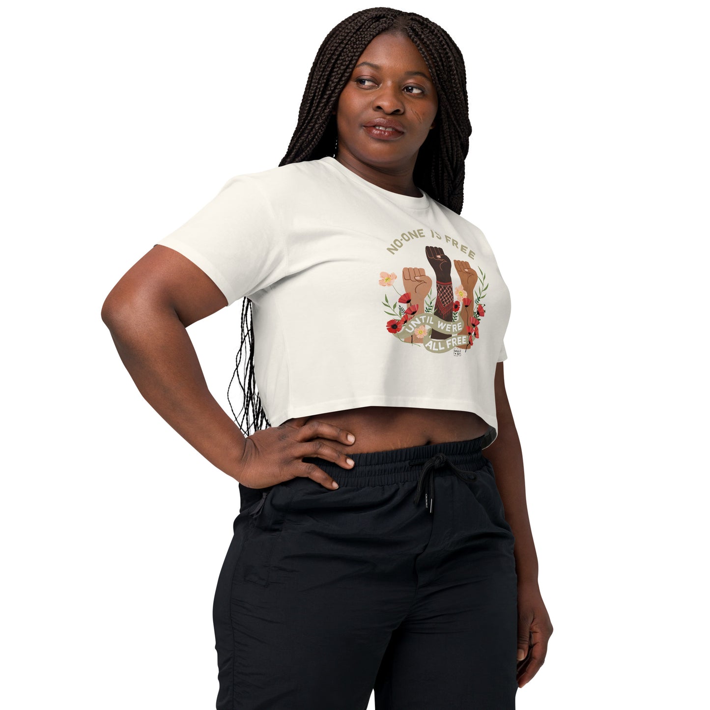 T-shirt Crop Freedom for All Ecru
