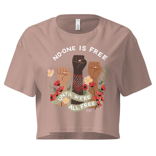 Freedom for All Crop Top Ecru Hazy Pink