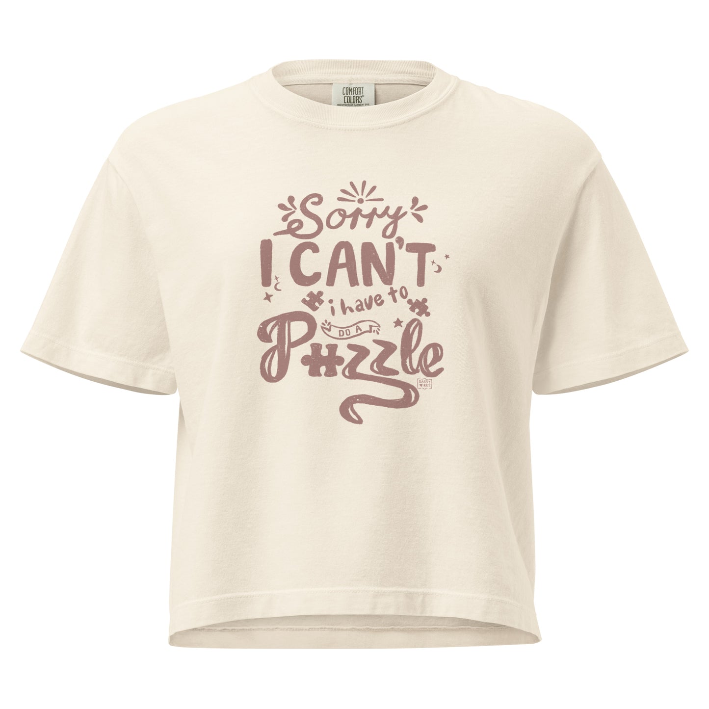 Puzzle T-shirt Crop “Sorry I can’t I have to do a puzzle” (3 colours)