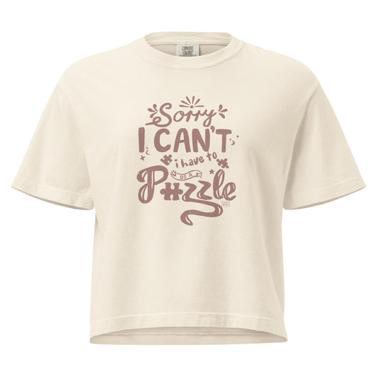 Puzzle T-shirt Crop “Sorry I can’t I have to do a puzzle” (3 colours)