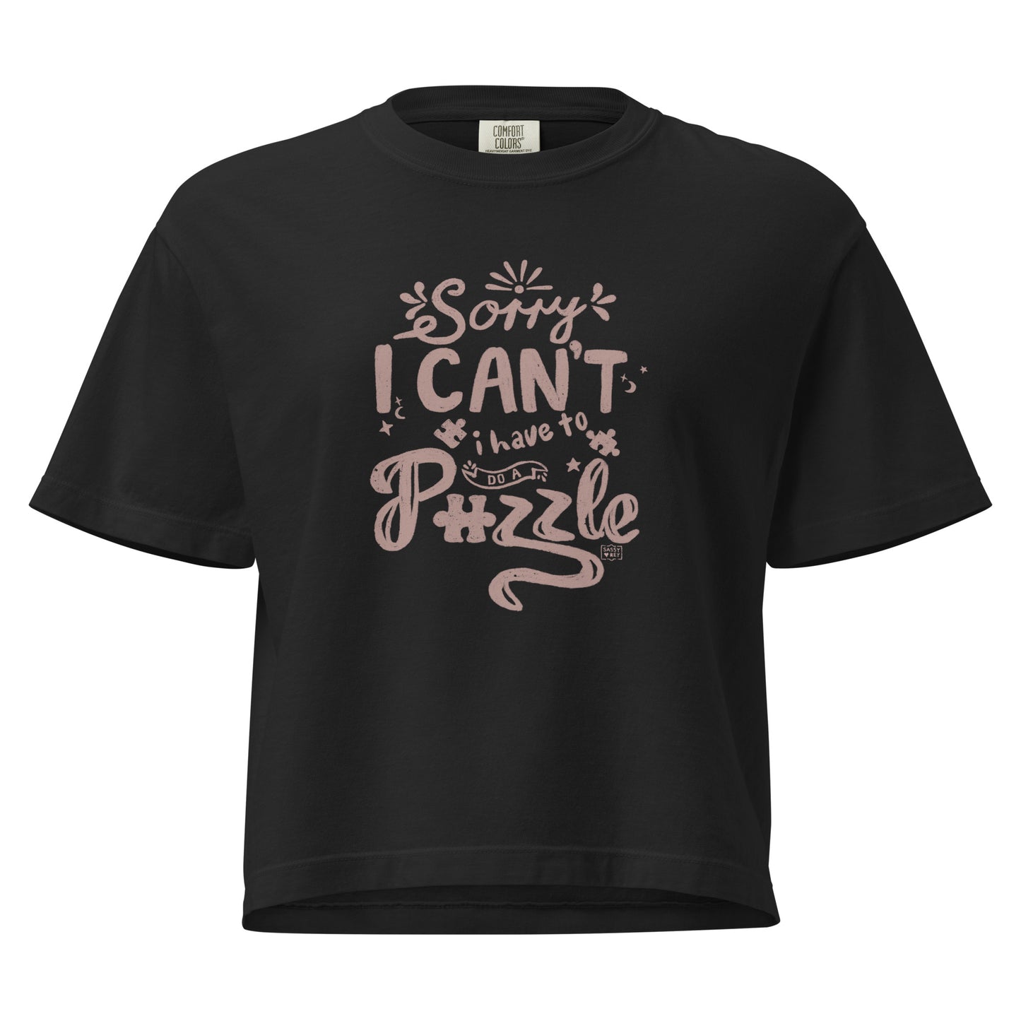 Puzzle T-shirt Crop “Sorry I can’t I have to do a puzzle” (3 colours)