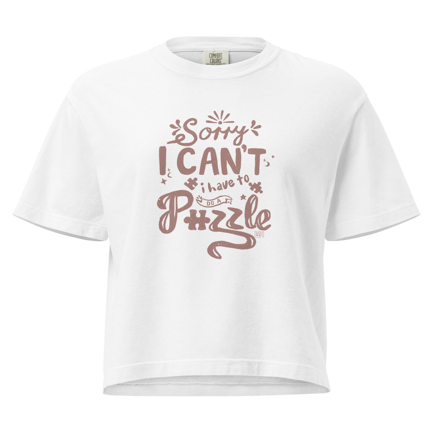 Puzzle T-shirt Crop “Sorry I can’t I have to do a puzzle” (3 colours)