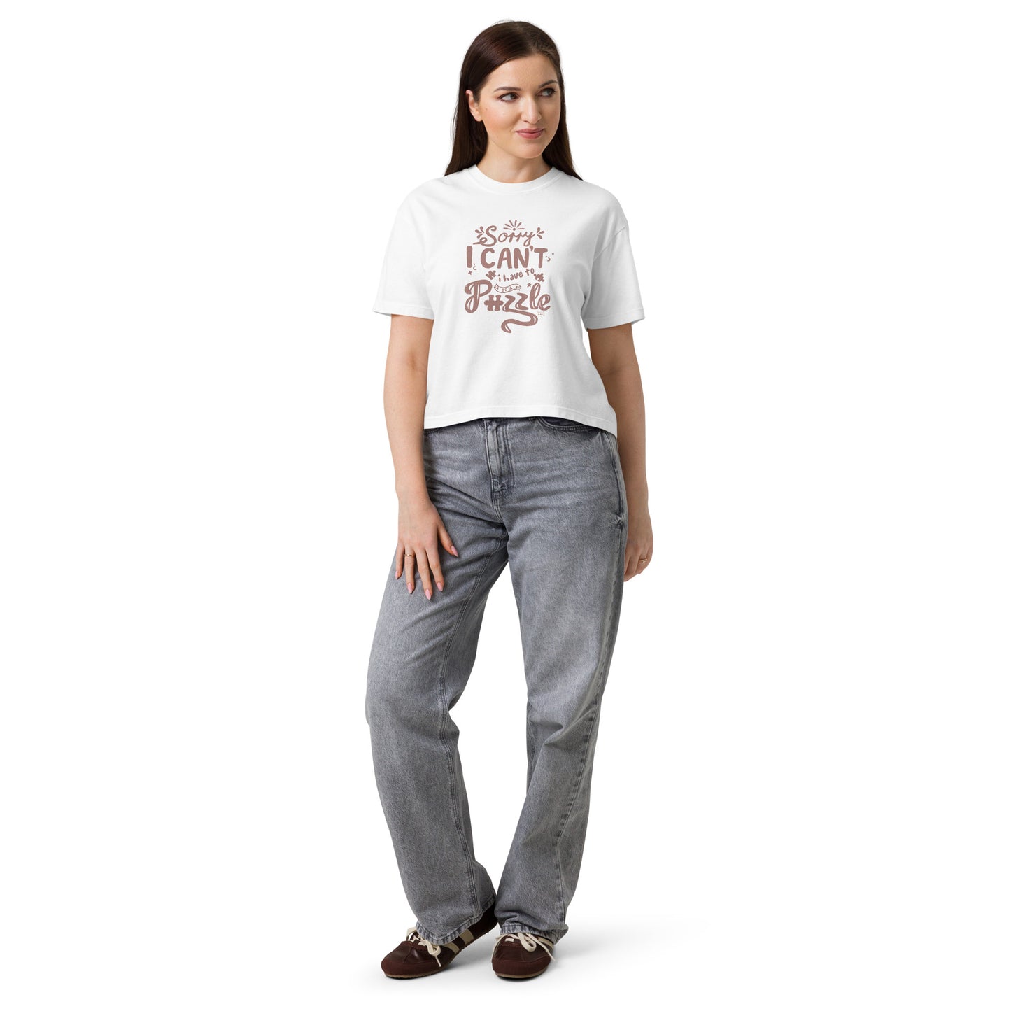 Puzzle T-shirt Crop “Sorry I can’t I have to do a puzzle” (3 colours)
