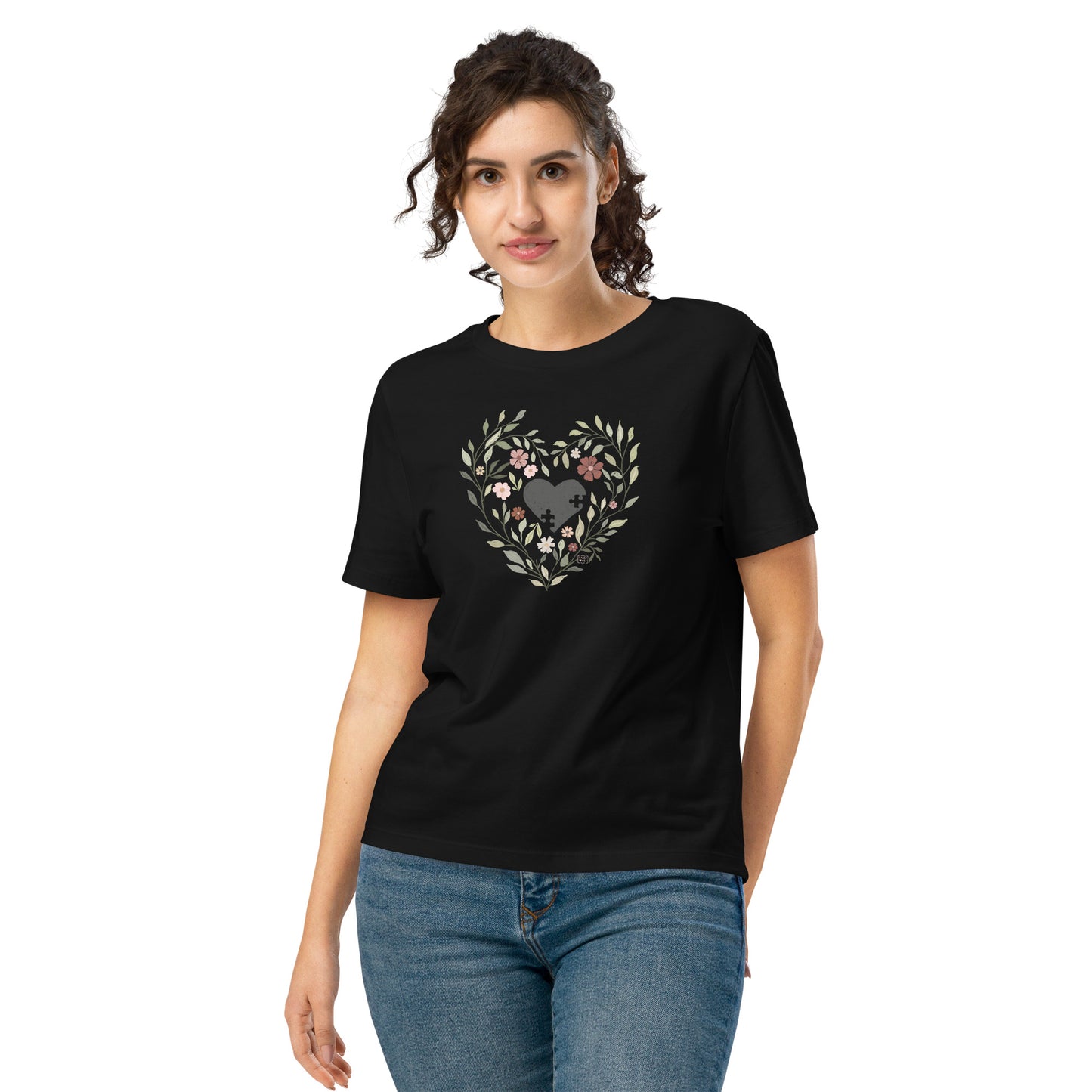Puzzle heart T shirt long style  - 2 colours