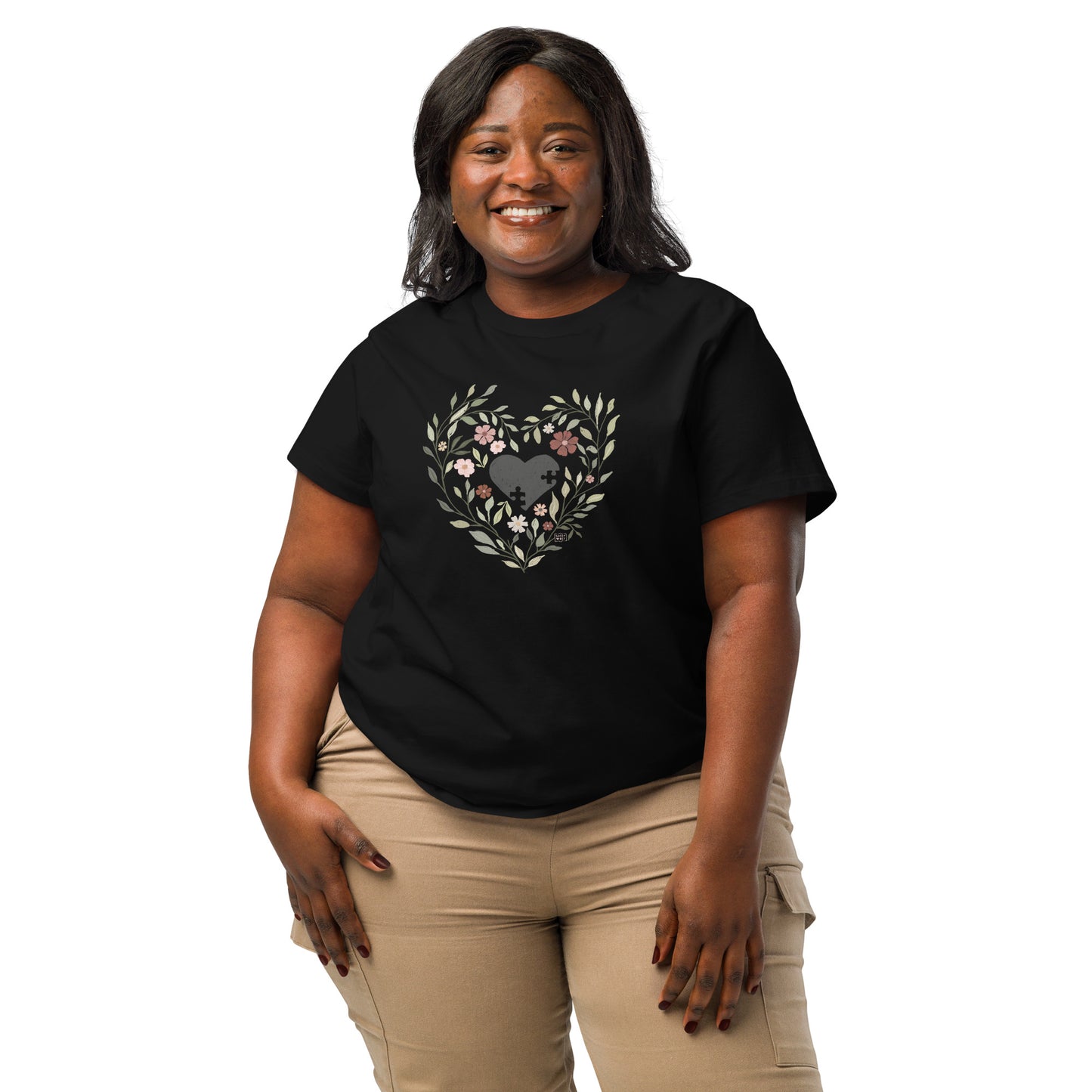 Puzzle heart T shirt long style  - 2 colours
