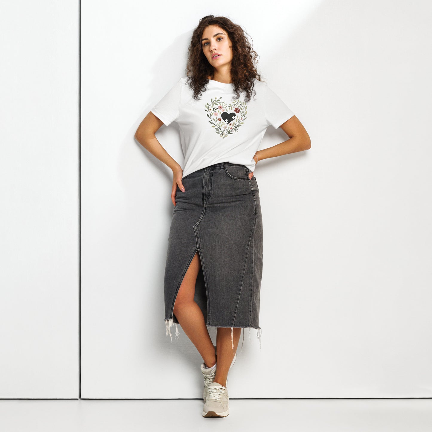 Puzzle heart T shirt long style  - 2 colours