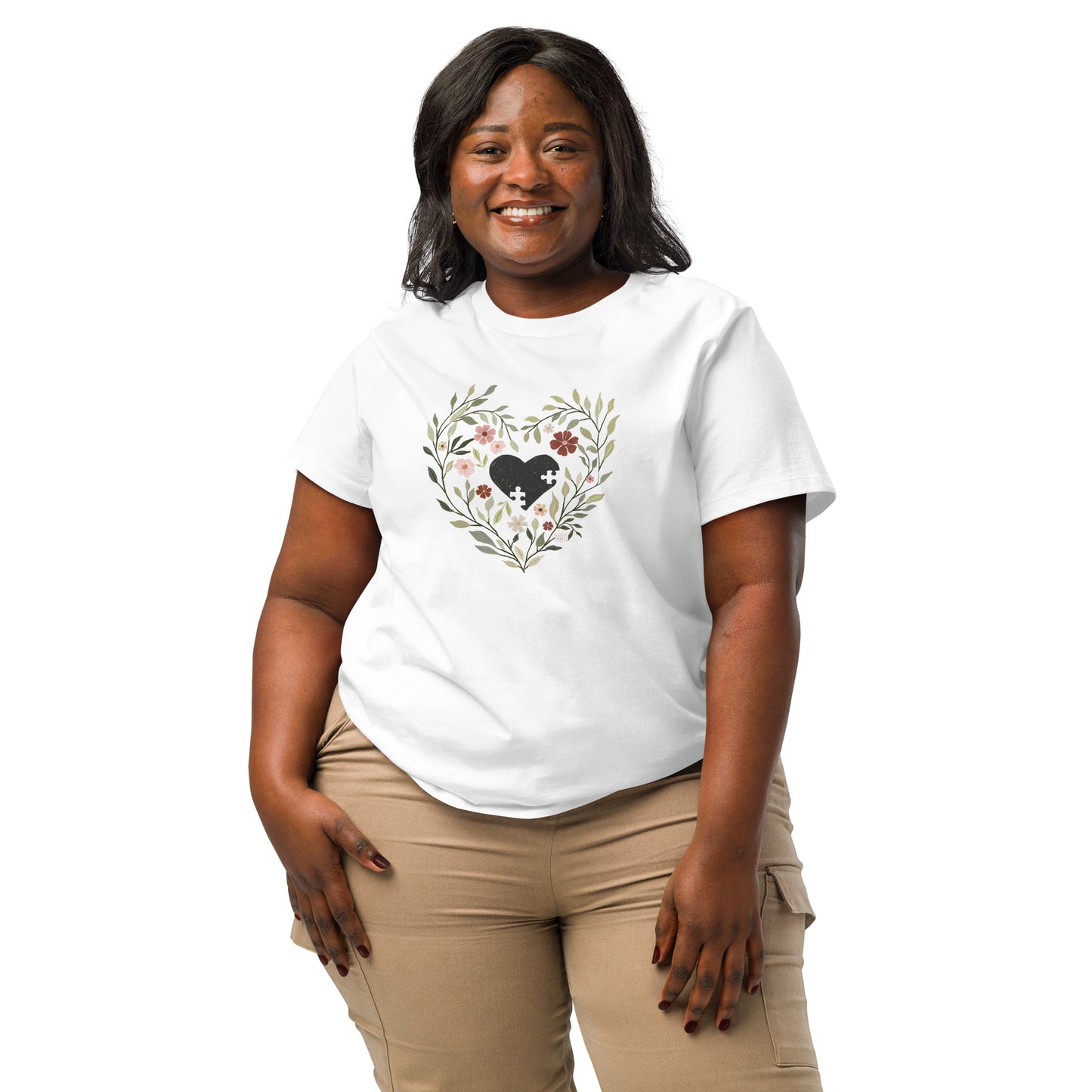 Puzzle heart T shirt long style  - 2 colours