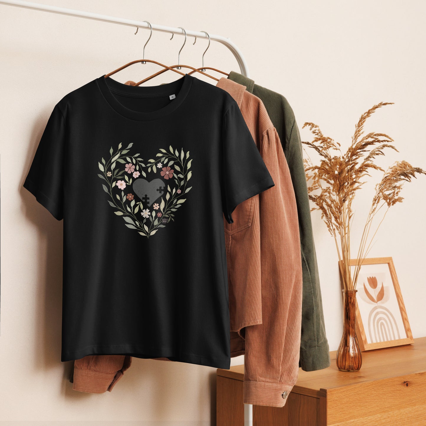 Puzzle heart T shirt long style  - 2 colours