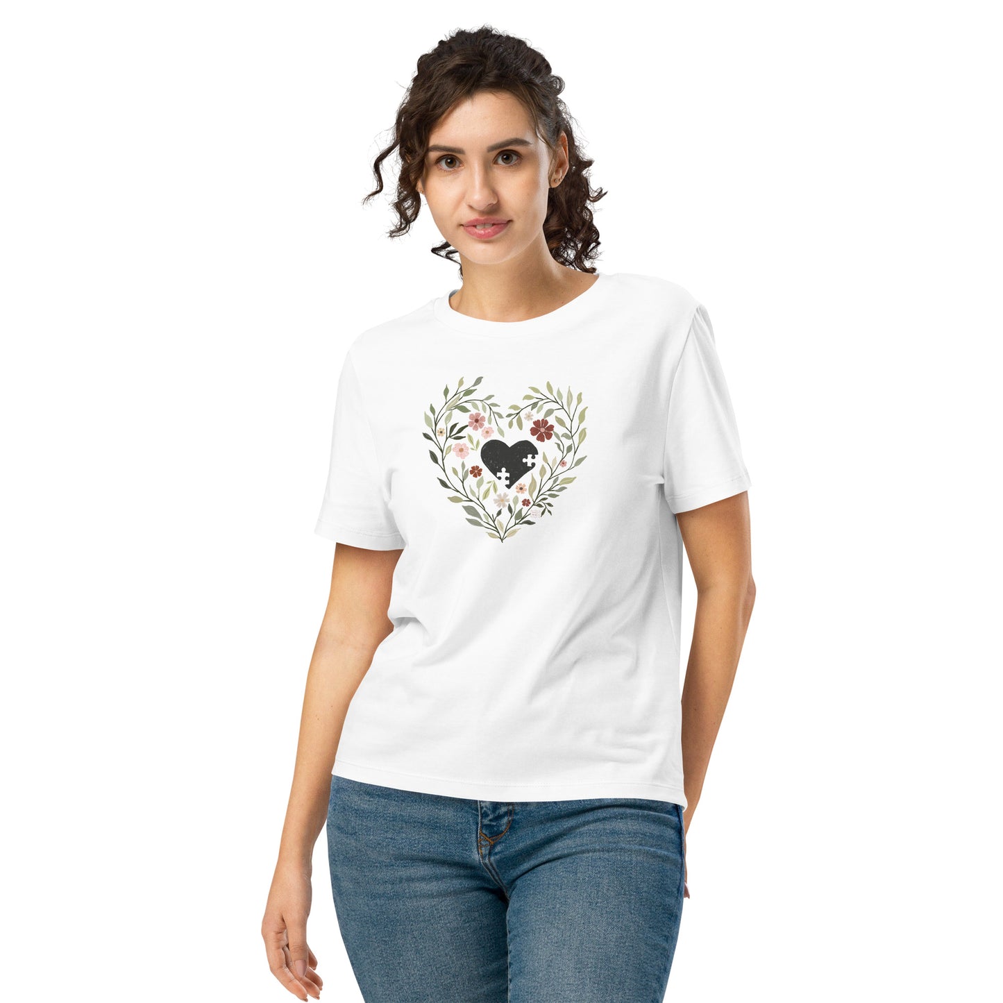 Puzzle heart T shirt long style  - 2 colours