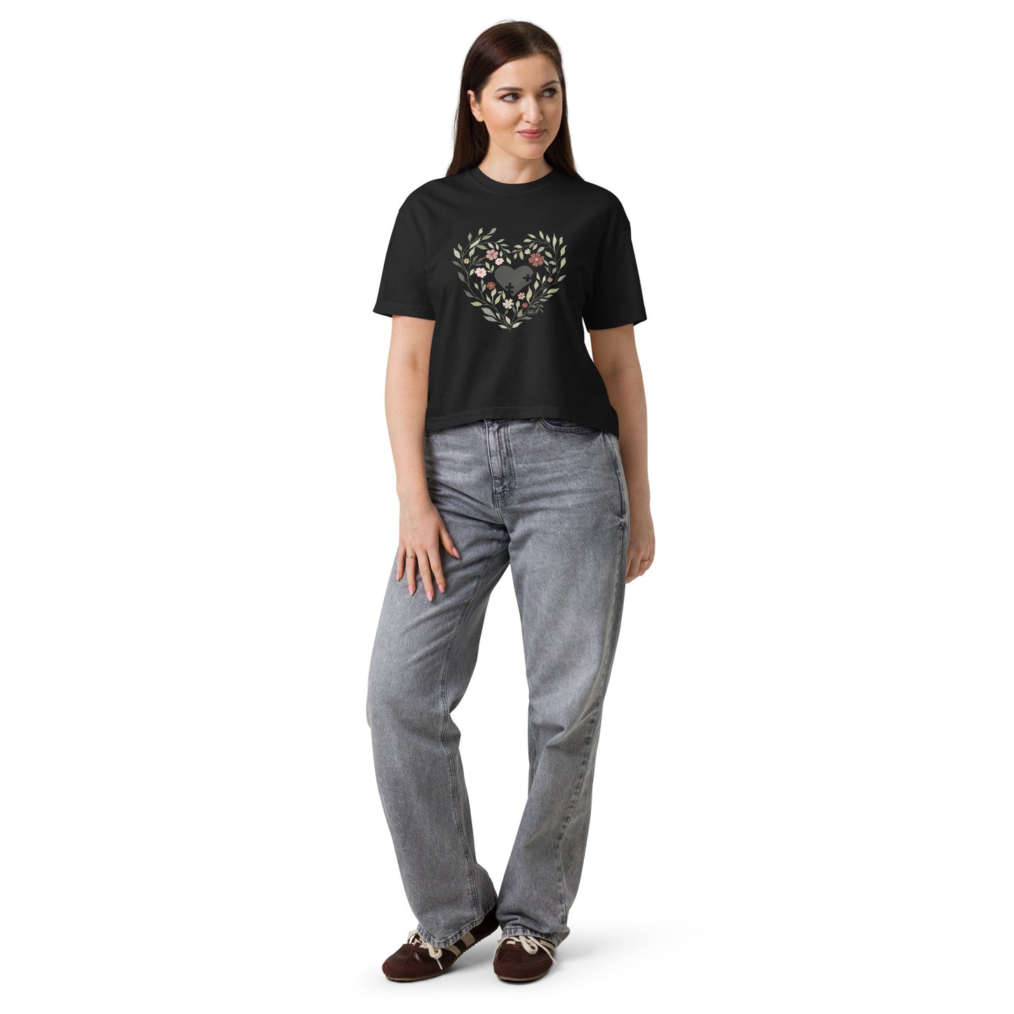 Puzzle heart T-shirt Crop (3 colours)