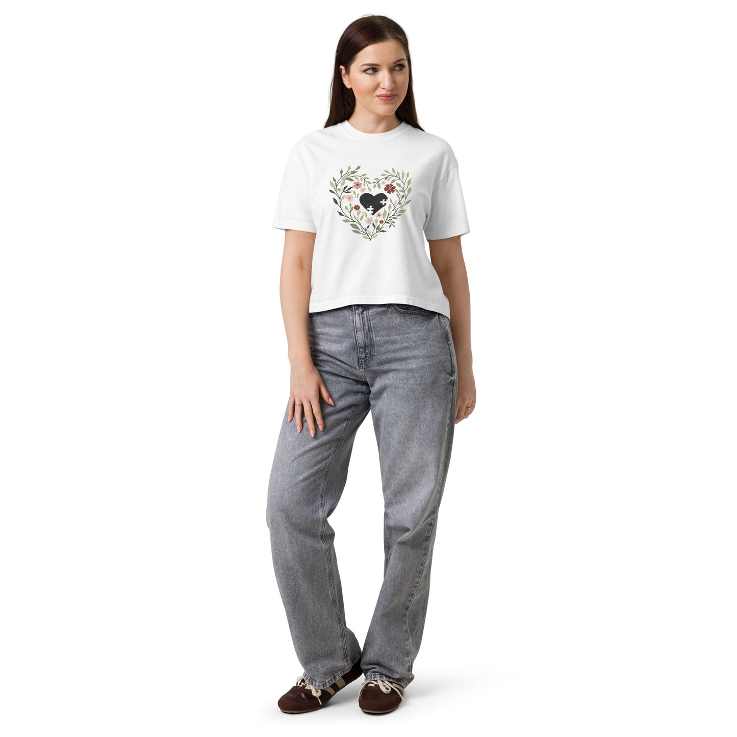 Puzzle heart T-shirt Crop (3 colours)
